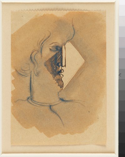 Profilkopf nach rechts mit Licht in Rautenform de Oskar Schlemmer