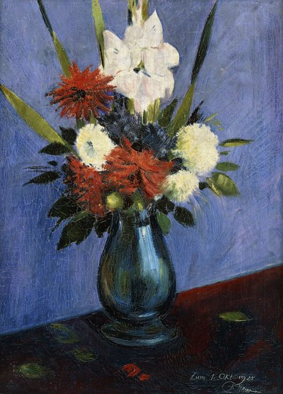 Vaso de Flores com Gladiola e Dálias; Vaso de flores com gladíolos e dálias de Oskar Schlemmer