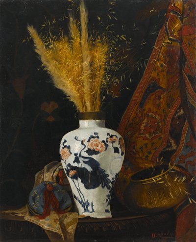 Flores em um vaso branco, flores em um vaso branco de Osman Hamdi Bey
