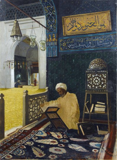 Recitando o Alcorão - Peinture de Osman Hamdi Bey de Osman Hamdi Bey