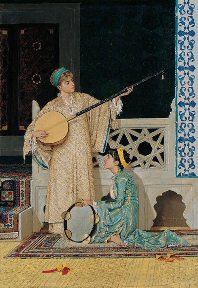 Duas meninas músicas, segunda metade do século XIX. de Osman Hamdi Bey