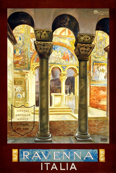 Cartaz de viagem de Ravenna, c.1925 (cor litho) de Osvaldo Ballerio
