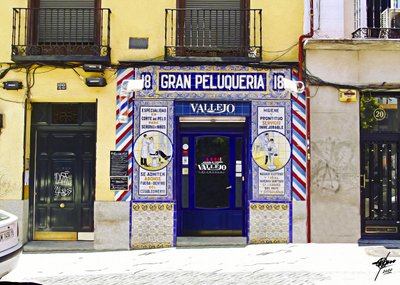 Barbearia com azulejos azuis de Osvaldo Russo