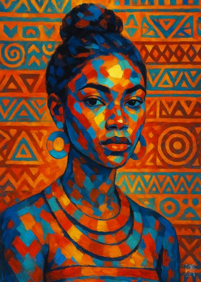 Retrato de uma mulher africana colorida de Osvaldo Russo