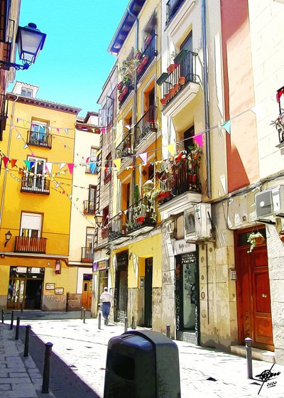 Rua europeia colorida de Osvaldo Russo