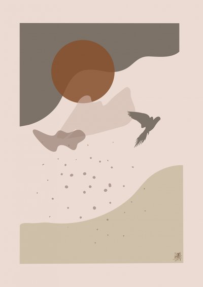 Pássaro Voador e Sol do Deserto de Osvaldo Russo