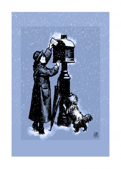 Menina a enviar uma carta de inverno de Osvaldo Russo