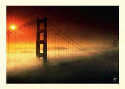 Névoa ao pôr do sol na Golden Gate de Osvaldo Russo