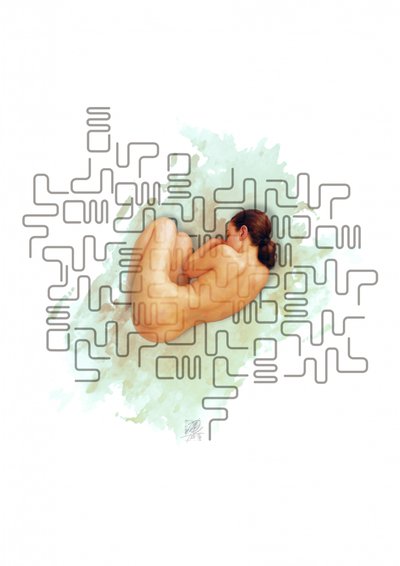 Mulher nua, serena, abstrata de Osvaldo Russo