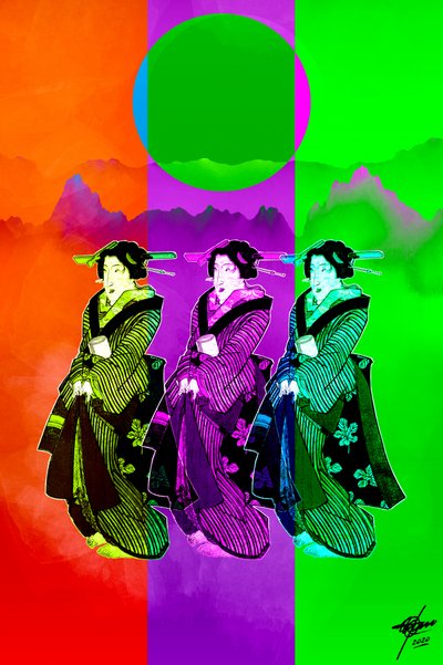 Trio de Geishas Pop Art de Osvaldo Russo