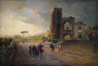 Francês: Paysage romain Paisagem romana de Oswald Achenbach
