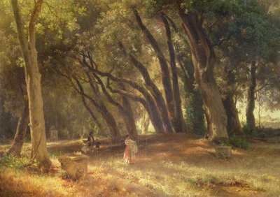 No Jardim da Villa Borghese (óleo sobre tela) de Oswald Achenbach