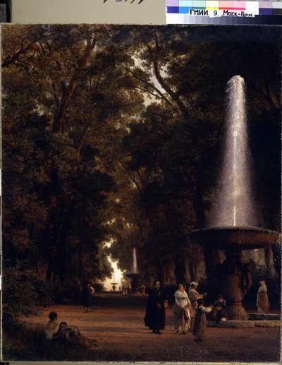 "Uma faixa no Parque" Um passeio num parque. Pintura por Oswald Achenbach (1827-1905) Museu Pushkin, Moscovo de Oswald Achenbach