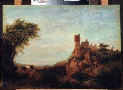 "Paysage au chateau" (Paisagem com castelo) Peinture d
