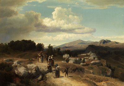 Passeio de domingo no campo romano de Oswald Achenbach