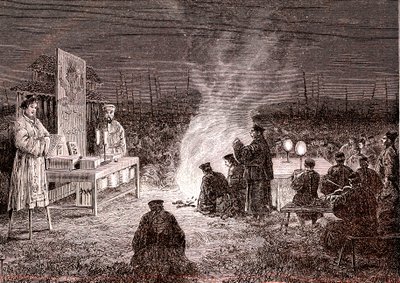 Cerimónia fúnebre em Sou -Tcheou, China. 1874 (gravura) de Oswaldo Tofani