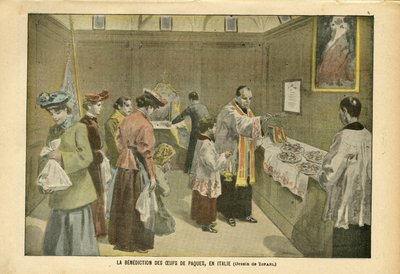 Ilustração de Oswaldo Tofani (1849-1915) em Le Pelerin, 03/04/04 - A Bênção dos Ovos de Páscoa na Itália - Itália, Fé Religiosa, Páscoa, Catolicismo Católico - Egg de Oswaldo Tofani
