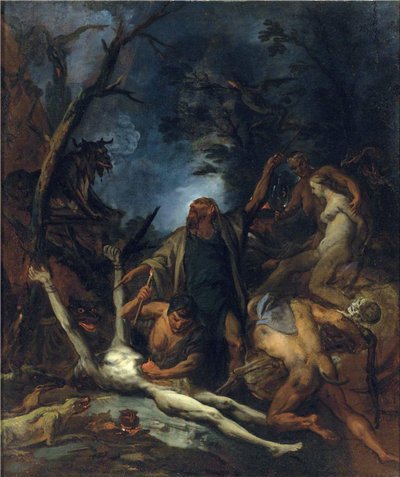 Sorcieres a une messe noire - Bruxas numa massa negra - Peinture de Ottaviano Dandini (ca 1706-1740), - Óleo sobre tela, 97x81,5 - Colecção Privada de Ottaviano Dandini
