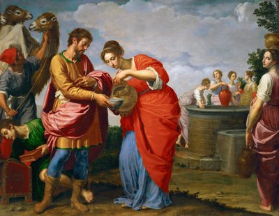 Rebecca e Eliezer no Poço - Ottavio Vannini (1585-1643). Óleo sobre tela, c. 1626. Dimensão : 120x154 cm. Museu de História de Arte, Vienne de Ottavio Vannini
