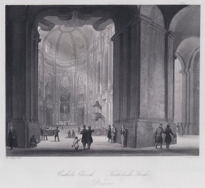 Igreja Católica, Dresden (gravura) de Otto (after) Wagner