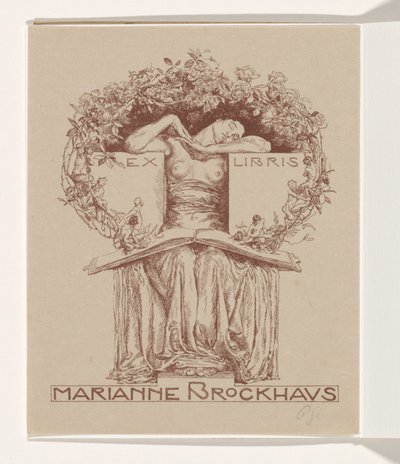 Ex libris por Marianne Brockhaus de Otto Greiner (signed by artist)