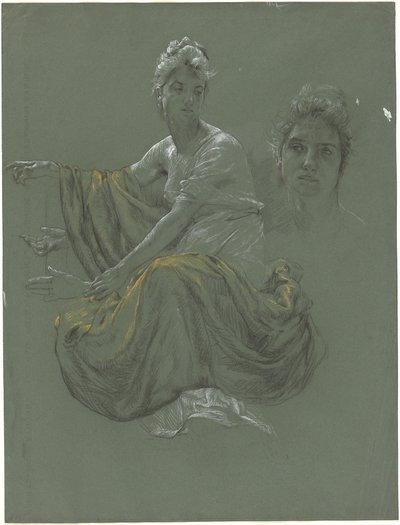 Mulher jovem elegante em cortinas clássicas de Otto Greiner