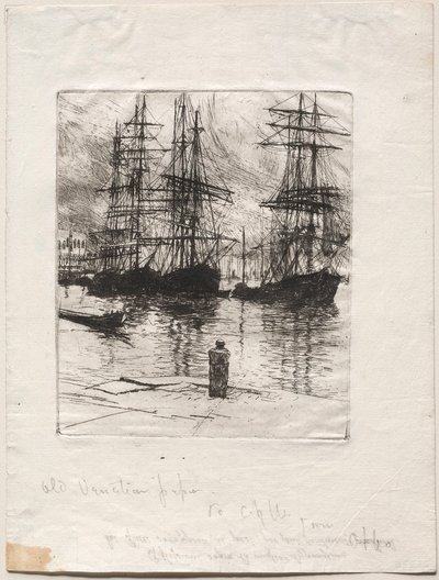 Três navios, Veneza, 1880. de Otto H. Bacher