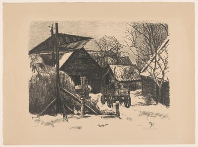 Quintal da fazenda na neve de Otto Hanrath (signed by artist)