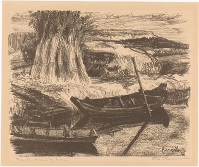 Paisagem perto de Amesterdão (título original sobre o objecto) de Otto Hanrath (signed by artist)