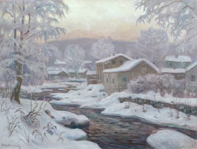 inverno junto ao rio (pintura) de Otto Henning