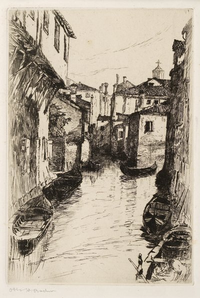 Um Canal em Veneza, c.1880-82 (gravura) de Otto Henry Bacher