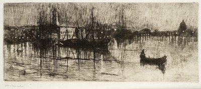 Rainy Night, c.1880-82 (água forte e ponto seco) de Otto Henry Bacher