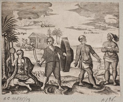 Nativos, incluindo um guerreiro das Molucas de Otto Koch