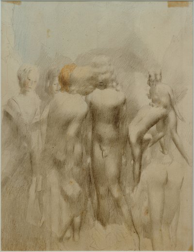Grupos de meninos nus ao ar livre (banhistas) de Otto Meyer Amden