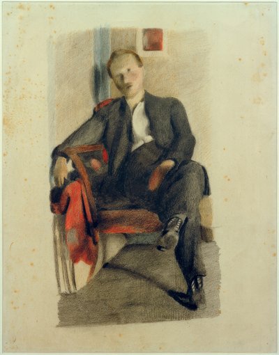 Retrato, jovem, homem, sentando de Otto Meyer Amden