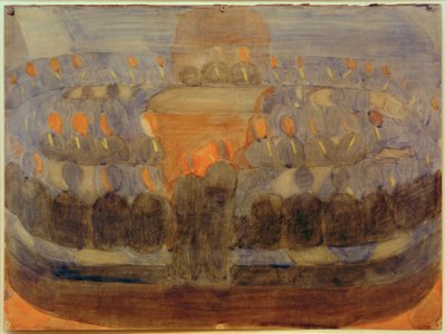 Preparação (adoração na sala de jantar). Estudo (composição geral) de Otto Meyer Amden
