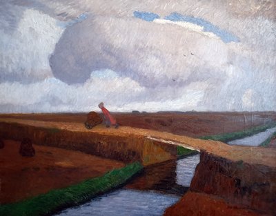 Paisagem de outono na costa do Mar do Norte com canal de Otto Modersohn