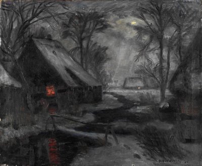 Noite de inverno em Fischerhude de Otto Modersohn