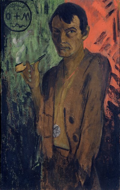 Auto-retrato com pentagrama, c. 1924 de Otto Mueller
