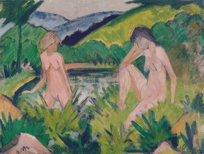 Meninas pela água (duas meninas pela água). 1926 de Otto Mueller
