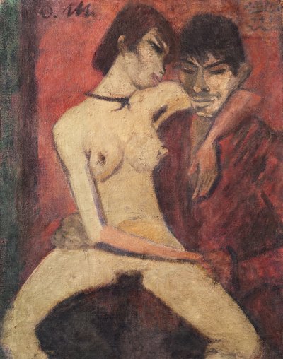 Amantes Gipsy Sentados, 1922 (ver 274040 para verso) de Otto Mueller