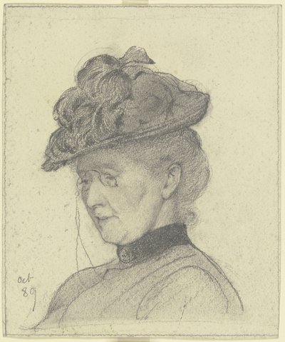 Retrato de Luise Scholderer com chapéu de Otto Scholderer