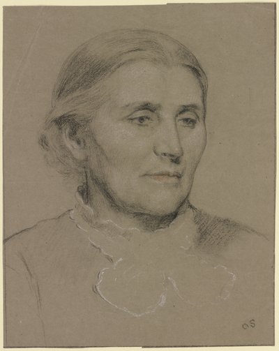 Retrato de uma senhora idosa voltada para a direita de Otto Scholderer