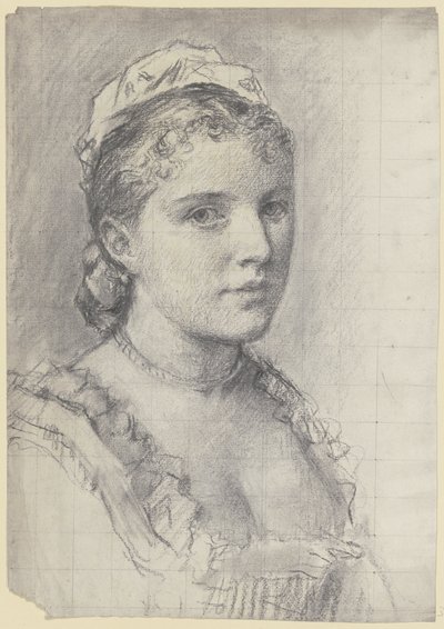 Retrato de uma jovem virada para a direita de Otto Scholderer