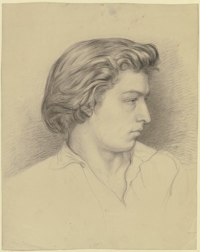 Retrato de um jovem de perfil virado para a direita de Otto Scholderer