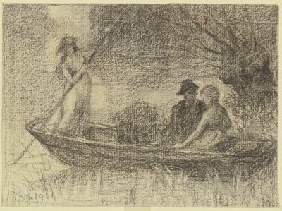 Casal numa barcaça de Otto Scholderer