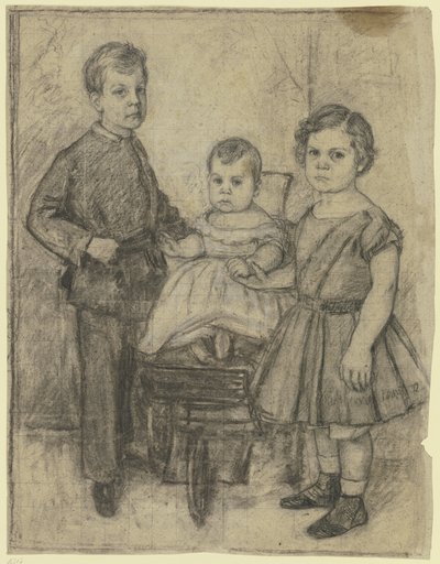 Retrato de grupo de três irmãos de Otto Scholderer