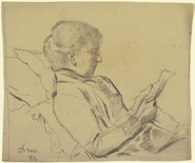 Luise Scholderer, a ler o jornal de Otto Scholderer