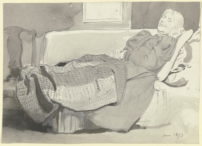 Luise Scholderer a dormir no sofá de Otto Scholderer