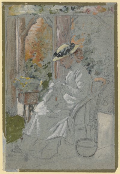 Luise Scholderer na varanda de Otto Scholderer